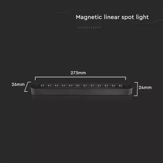 V-TAC 12W spot LED lámpatest Slim 48V mágneses sínhez, hideg fehér - SKU 10238