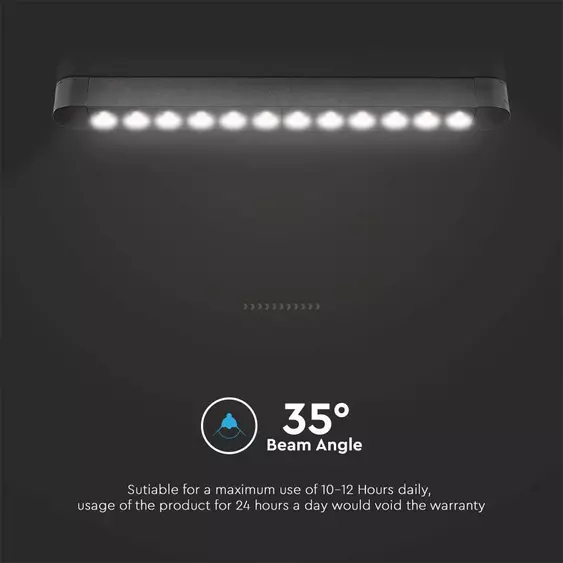 V-TAC 12W spot LED lámpatest Slim 48V mágneses sínhez, meleg fehér - SKU 10237