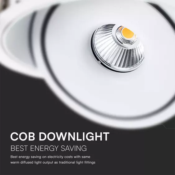 V-TAC 12W süllyeszthető COB LED mélysugárzó, állítható szöggel, fehér házzal, CCT - SKU 10579