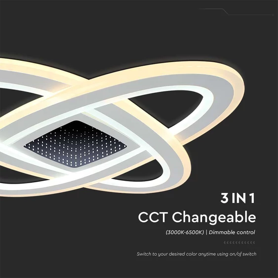 V-TAC 130W Dekoratív ovális mennyezeti lámpa, fényerőszabályozható, RGB+CCT - SKU 15360