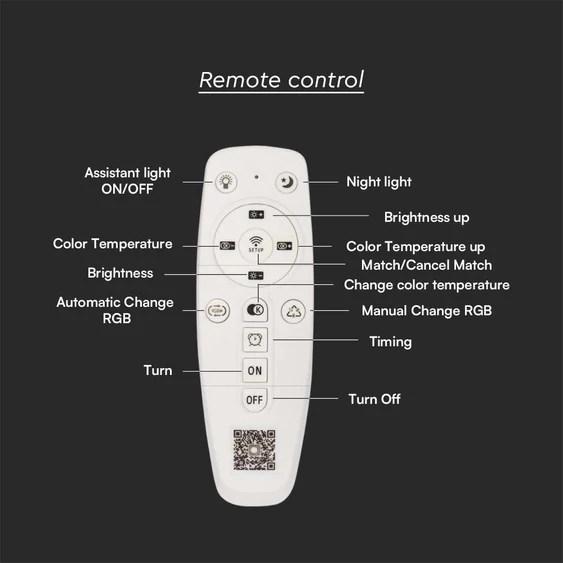 V-TAC 130W Dekoratív ovális mennyezeti lámpa, fényerőszabályozható, RGB+CCT - SKU 15360