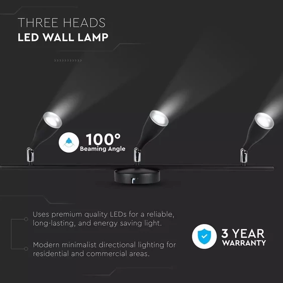 V-TAC 13.5W fekete mennyezeti LED lámpa természetes fehér - SKU 8273