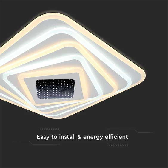 V-TAC 150W Dekoratív szögletes mennyezeti lámpa, fényerőszabályozható, RGB+CCT - SKU 15356