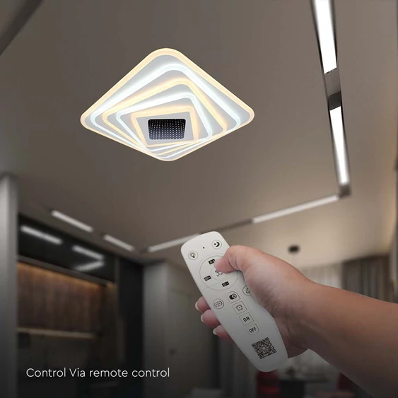 V-TAC 150W Dekoratív szögletes mennyezeti lámpa, fényerőszabályozható, RGB+CCT - SKU 15356