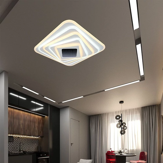 V-TAC 150W Dekoratív szögletes mennyezeti lámpa, fényerőszabályozható, RGB+CCT - SKU 15356