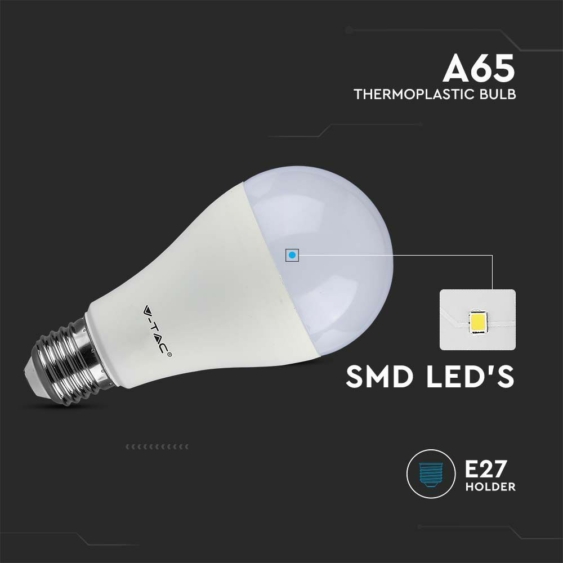 V-TAC 15W E27 természetes fehér A67 LED égő csomag (3 db) - SKU 212820