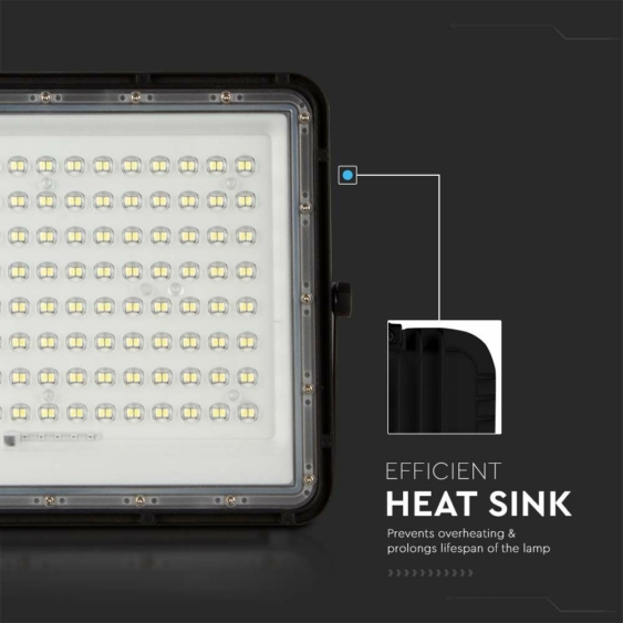 V-TAC 16000mAh napelemes LED reflektor 20W hideg fehér, 1800 Lumen, fekete házzal - SKU 7827