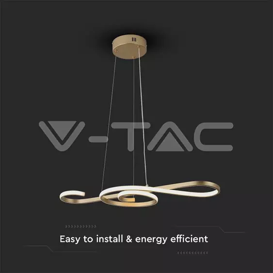 V-TAC 18W Arany violinkulcs csillár, meleg fehér, 125 Lm/W - SKU 8021