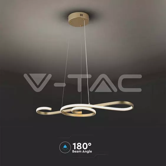 V-TAC 18W Arany violinkulcs csillár, meleg fehér, 125 Lm/W - SKU 8021