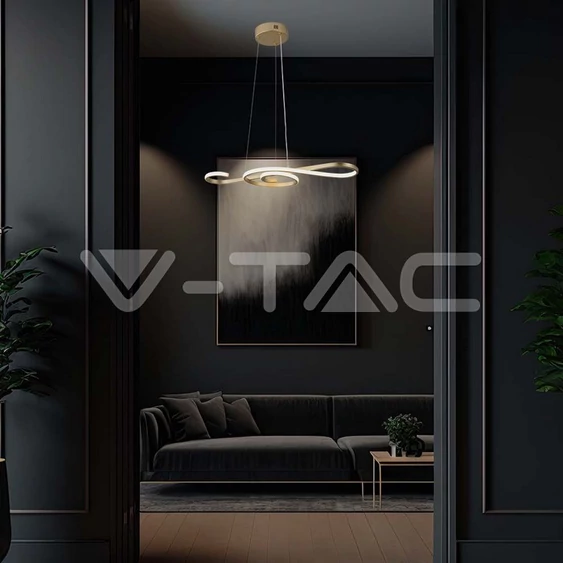 V-TAC 18W Arany violinkulcs csillár, meleg fehér, 125 Lm/W - SKU 8021