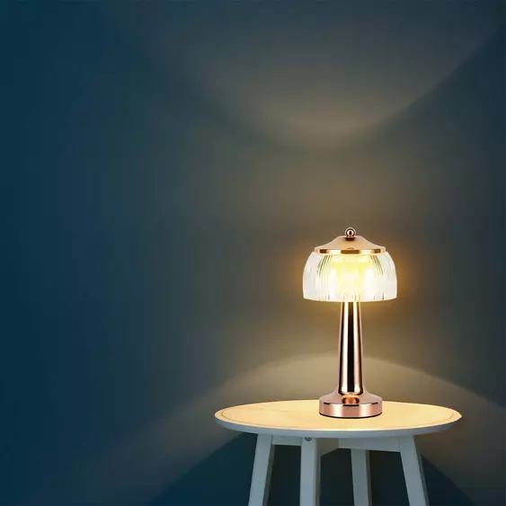 V-TAC 1W francia arany színű asztali akkumulátoros LED lámpa akril búrával, CCT - SKU 7938