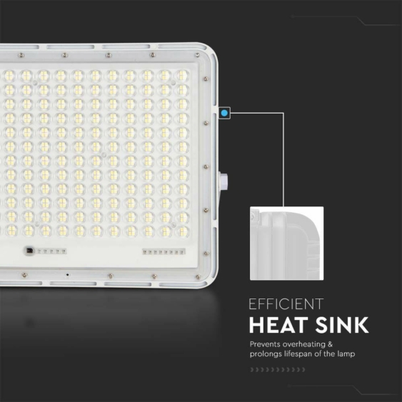 V-TAC 20000mAh napelemes LED reflektor 30W hideg fehér, 2600 Lumen, fehér házzal - SKU 7847