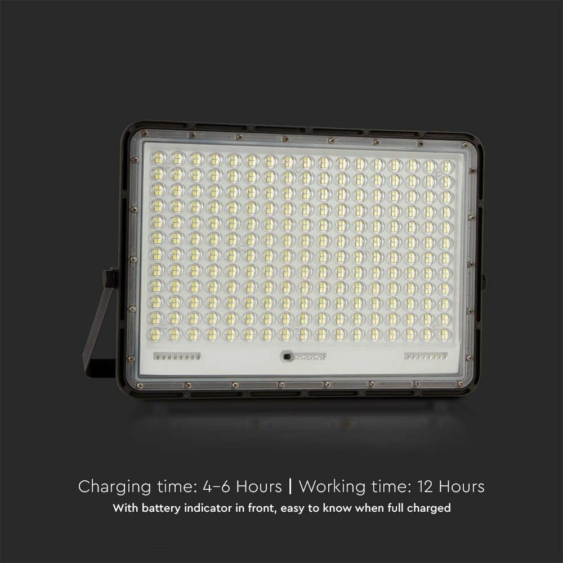 V-TAC 20000mAh napelemes LED reflektor 30W hideg fehér, 2600 Lumen, fekete házzal - SKU 7829