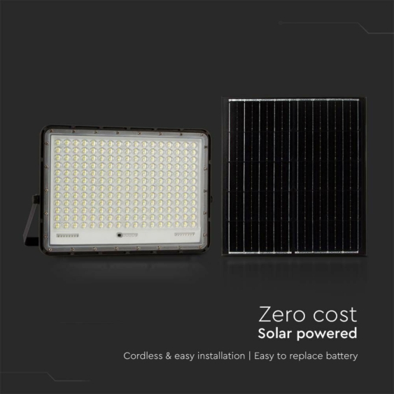 V-TAC 20000mAh napelemes LED reflektor 30W természetes fehér, 2600 Lumen, fekete házzal - SKU 7830