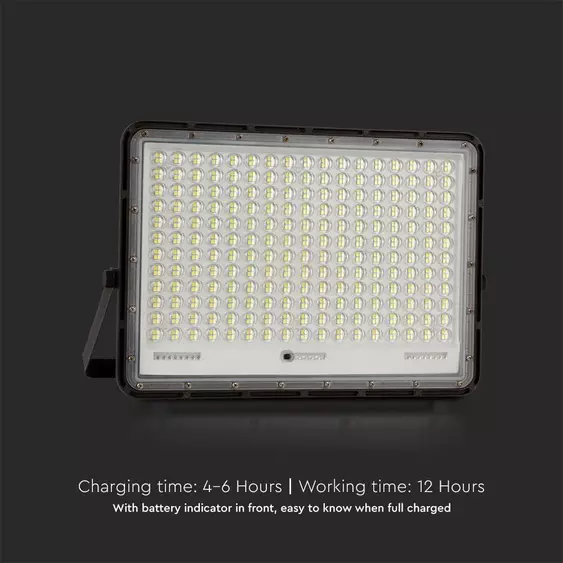 V-TAC 20000mAh napelemes LED reflektor 30W természetes fehér, 2600 Lumen, fekete házzal - SKU 7830
