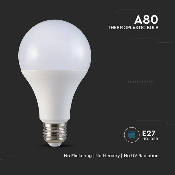 V-TAC 20W E27 természetes fehér A80 LED égő, 120 Lm/W - SKU 23748