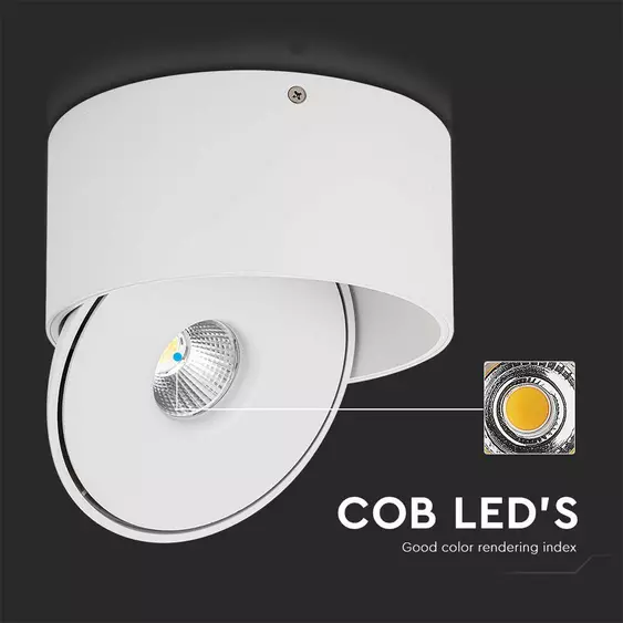 V-TAC 20W mennyezeti COB LED mélysugárzó, állítható szöggel, fehér házzal, CCT - SKU 23155