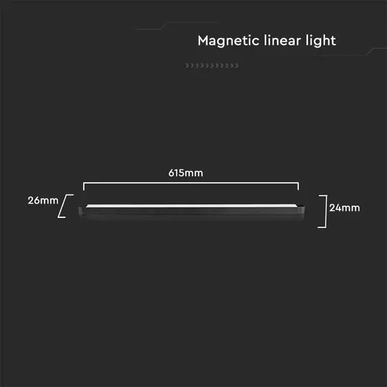 V-TAC 22W lineáris LED lámpatest Slim 48V mágneses sínhez, meleg fehér - SKU 10249