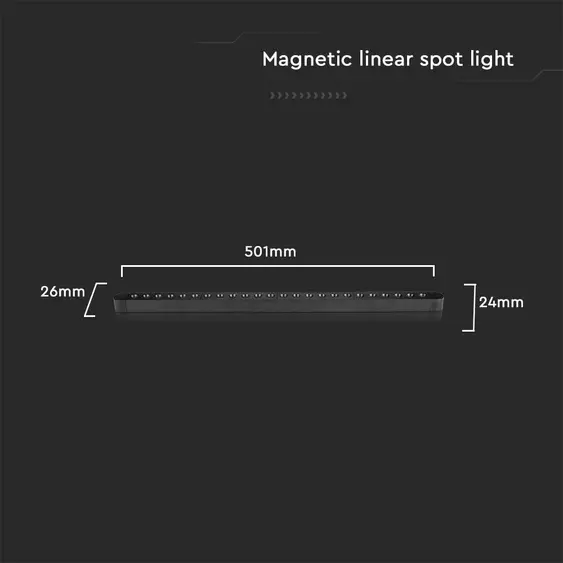 V-TAC 22W spot LED lámpatest Slim 48V mágneses sínhez, hideg  fehér - SKU 10241