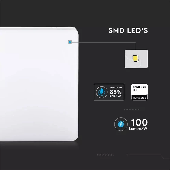V-TAC 25W szögletes, mennyezeti LED lámpa, természetes fehér - SKU 13969