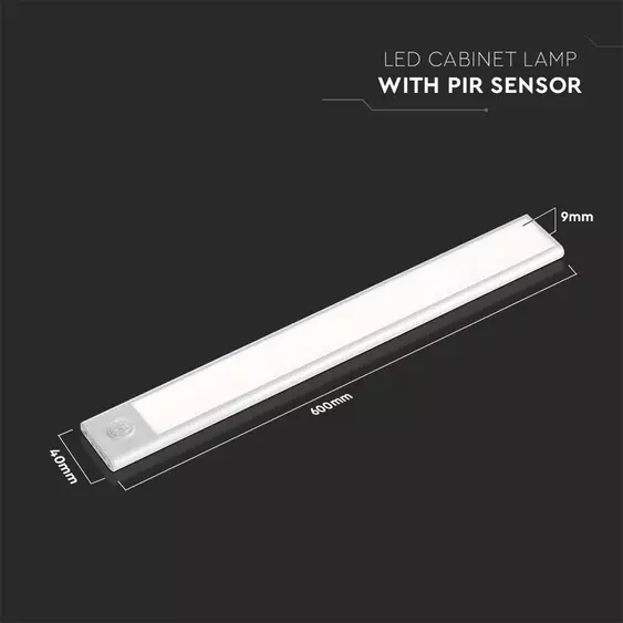 V-TAC 2.5W, 2in1 akkumulátoros LED bútorvilágítás, meleg fehér, ezüst házzal, 60 cm - SKU 2969