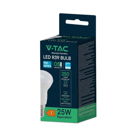 V-TAC 2.9W E14 hideg fehér R39 LED égő - SKU 21212