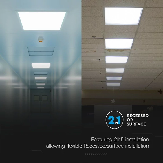 V-TAC 2in1 LED panel hideg fehér 36W 60 x 60cm, 120 Lm/W - SKU 23766