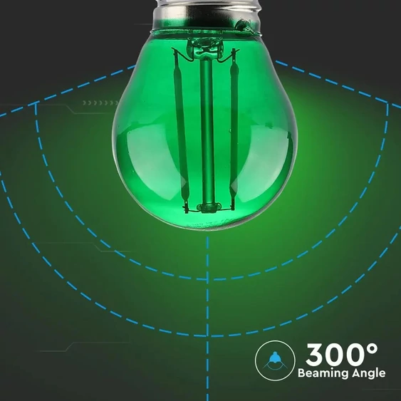 V-TAC 2W E27 zöld filament LED égő - SKU 7411