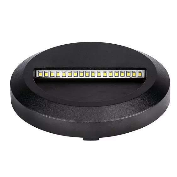 V-TAC 2W fekete LED lépcsővilágítás, kerek, IP65, természetes fehér - SKU 211316
