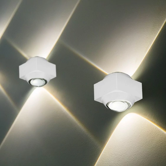 V-TAC 2W kültéri fali COB LED lámpa, 2 irányú szögletes, fehér házzal, meleg fehér - SKU 23029