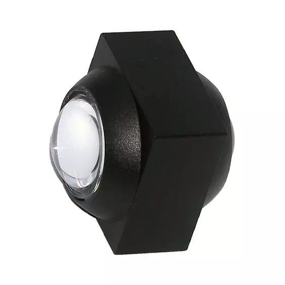 V-TAC mini 2W kültéri fali COB LED lámpa, 2 irányú szögletes, fekete házzal, meleg fehér - SKU 23028