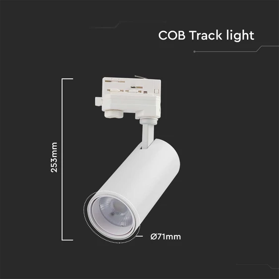 V-TAC 30W COB sínes spotlámpa, állítható színhőmérséklettel, fehér házas - SKU 8142