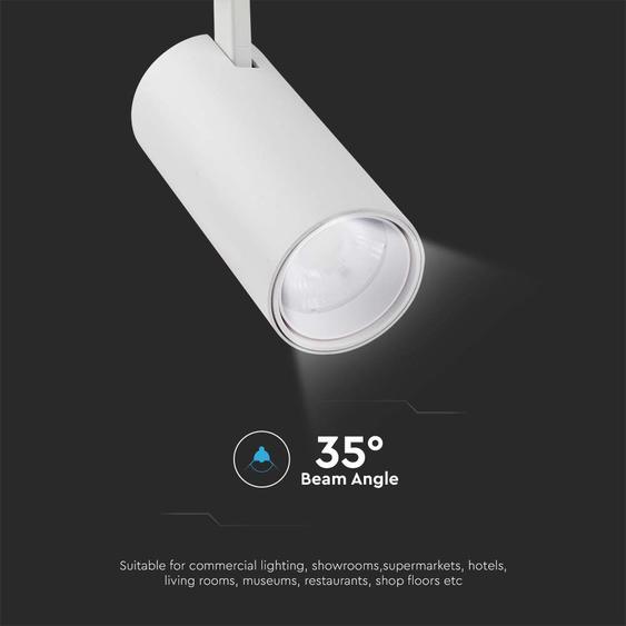 V-TAC 30W COB sínes spotlámpa, állítható színhőmérséklettel, fehér házas - SKU 8142
