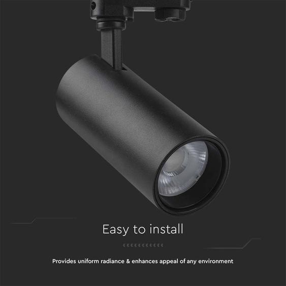 V-TAC 30W COB sínes spotlámpa, állítható színhőmérséklettel, fekete házas - SKU 8078