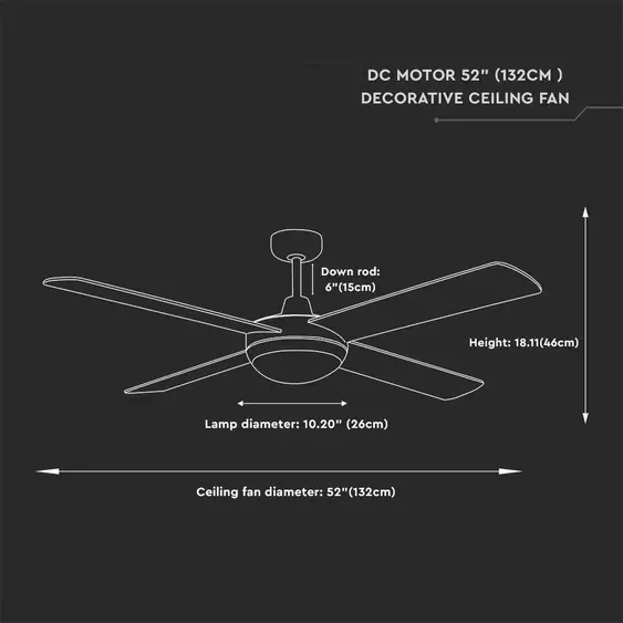 V-TAC 35W mennyezeti ventilátor, 2db E27 foglalattal - SKU 7918