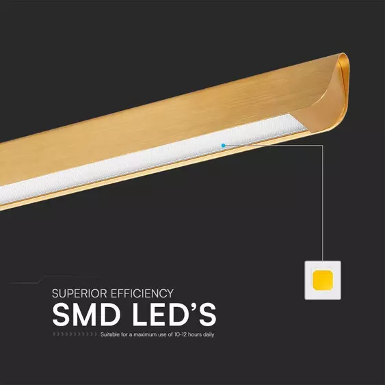 V-TAC 36W arany színű lineáris tejüveges lámpa, állítható CCT, SAMSUNG SMD-vel - SKU 23348