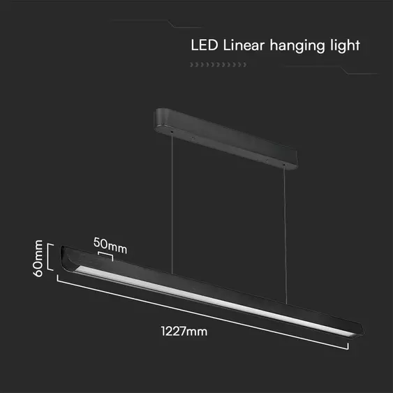 V-TAC 36W fekete lineáris tejüveges lámpa, állítható CCT, SAMSUNG SMD-vel - SKU 23345