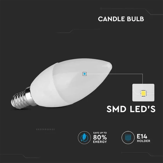 V-TAC 3.7W E14 természetes fehér LED gyertya égő - SKU 214166