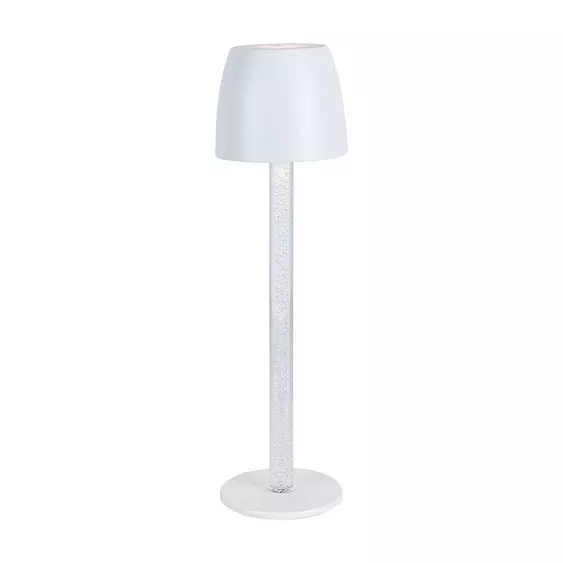 V-TAC 3W asztali akkus lámpa átlátszó lámpatartóval, fehér házzal, meleg fehér - SKU 23094
