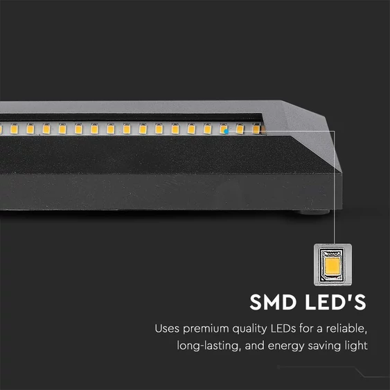 V-TAC 3W fekete LED lépcsővilágítás, IP65, természetes fehér - SKU 211328