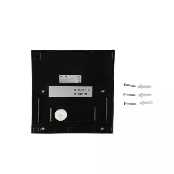 V-TAC 3W fekete LED lépcsővilágítás, szögletes, IP65, természetes fehér - SKU 1399
