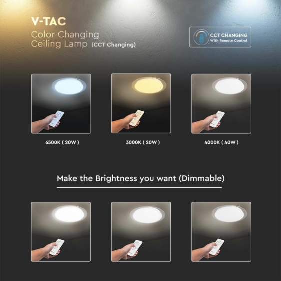 V-TAC 40W csillagos, díszperemes mennyezeti LED lámpa, változtatható szinhőmérsékletű - SKU 2114741