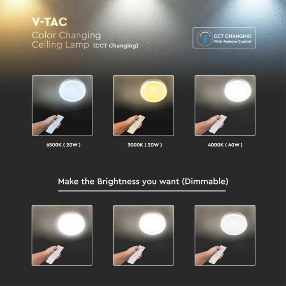 V-TAC 40W csillagos kerek mennyezeti LED lámpa, változtatható szinhőmérsékletű - SKU 2114761