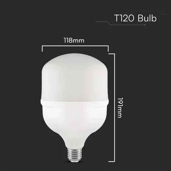 V-TAC 40W E27 természetes fehér T120 LED égő + E27-E40 foglalatadapter - SKU 23572