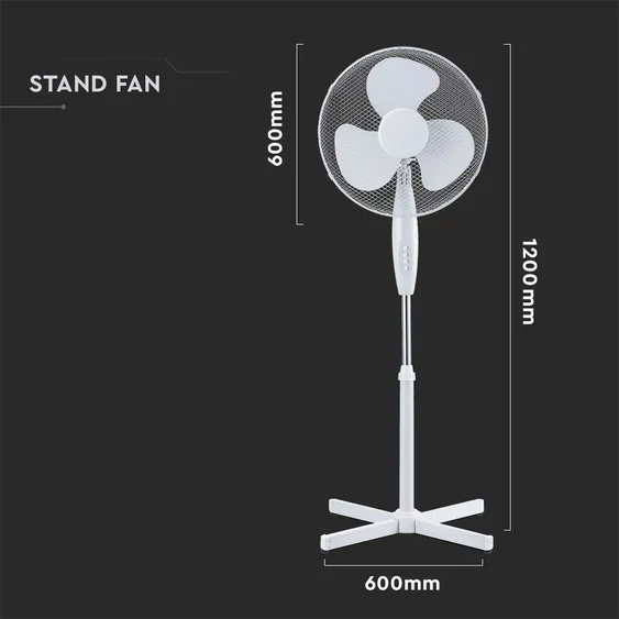 V-TAC 40W, fehér, álló ventilátor - SKU 7922
