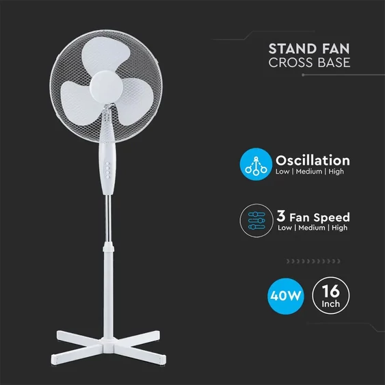 V-TAC 40W, fehér, álló ventilátor - SKU 7922