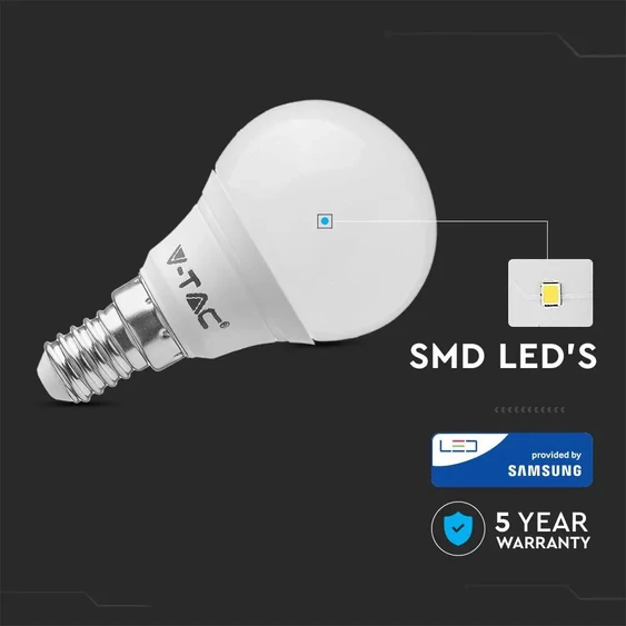 V-TAC 4.5W E14 meleg fehér LED égő - SKU 264