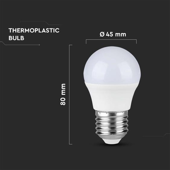 V-TAC 4.5W E27 természetes fehér G45 LED égő, 100 Lm/W - SKU 21175