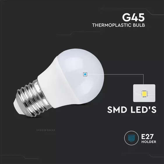 V-TAC 4.5W E27 természetes fehér G45 LED égő csomag (3 db) - SKU 217363