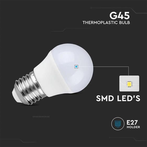 V-TAC 4.5W E27 természetes fehér G45 LED égő - SKU 217408